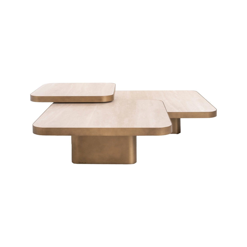 Couchtisch Cumulus in beige mit Glas 3er-Set, 100x100x25 cm von Richmond Interiors – Produktbild 1