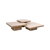 Couchtisch Cumulus in beige mit Glas 3er-Set, 100x100x25 cm von Richmond Interiors – Produktbild 4