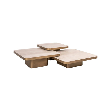 Couchtisch Cumulus in beige mit Glas 3er-Set, 100x100x25 cm von Richmond Interiors – Produktbild 4
