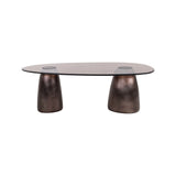 Couchtisch Hayden oval aus Aluminium und Glas in bronze, 128x69x42 cm von Richmond Interiors – Bild 3