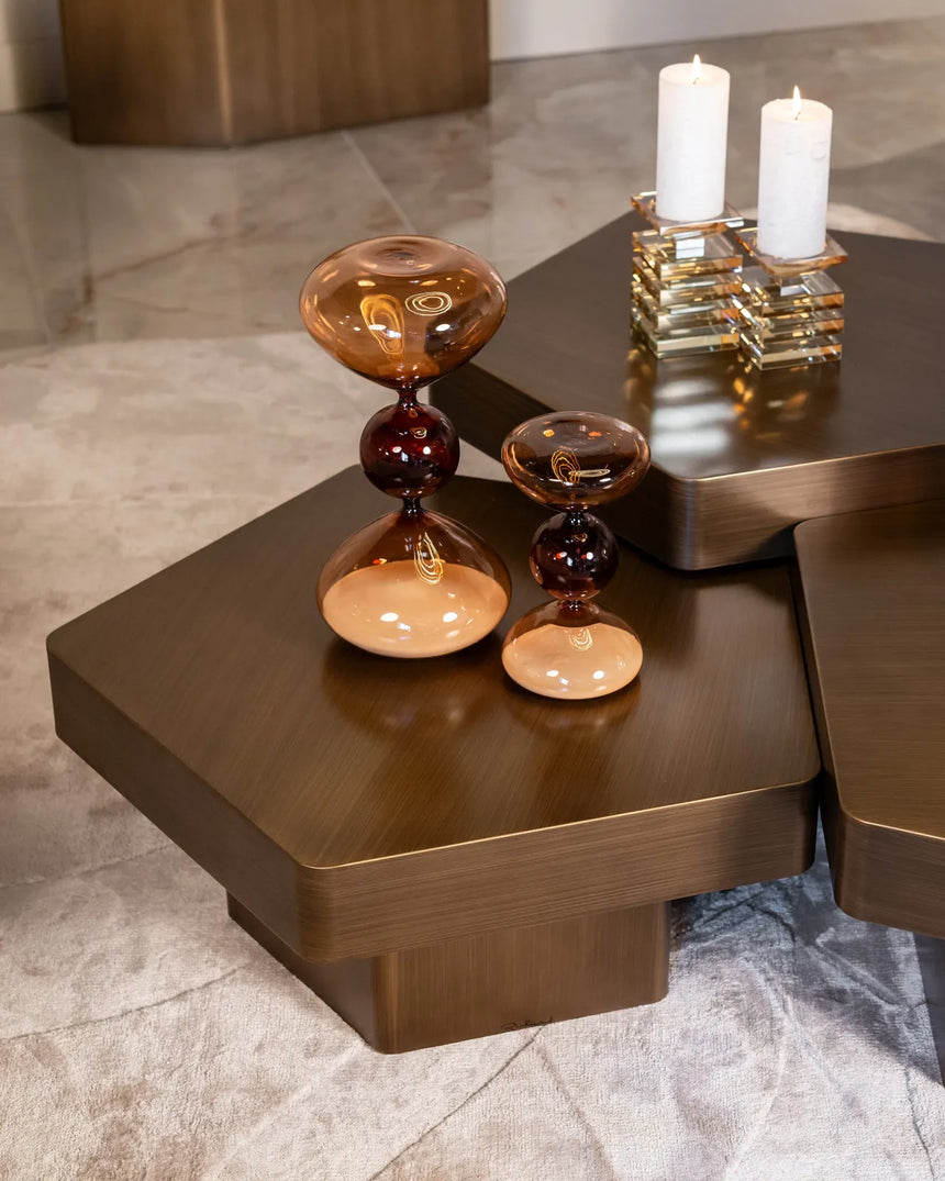 Couchtisch Hexa aus Eisen in brushed gold als 3er-Set von Richmond Interiors – Bild 15