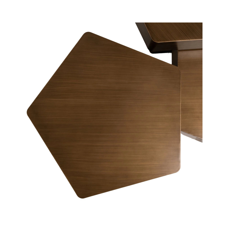 Couchtisch Hexa aus Eisen in brushed gold als 3er-Set von Richmond Interiors – Bild 6