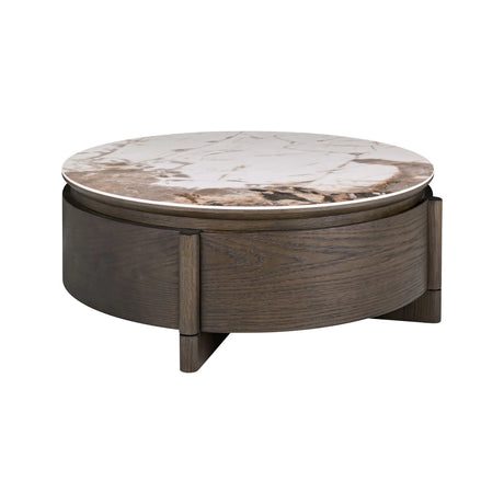 Couchtisch Langford mit 1 Schublade, Eichenfurnier und Keramik in braun, 90x90x35 cm von Richmond Interiors – Bild 1