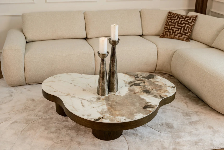 Couchtisch Langford mit Eichenfurnier und Keramik in braun, 140x100x32 cm von Richmond Interiors – Bild 8