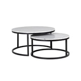 Couchtisch Lexington aus Metall und Carrara-Marmor in weiß als 2er-Set, 92x92x46 cm von Richmond Interiors – Bild 1
