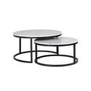 Couchtisch Lexington aus Metall und Carrara-Marmor in weiß als 2er-Set, 92x92x46 cm von Richmond Interiors – Bild 1