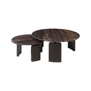 Couchtisch Menton im 2er-Set mit Wonder Katni-Marmor in burgunderrot, 90x90x38 cm von Richmond Interiors – Bild 1