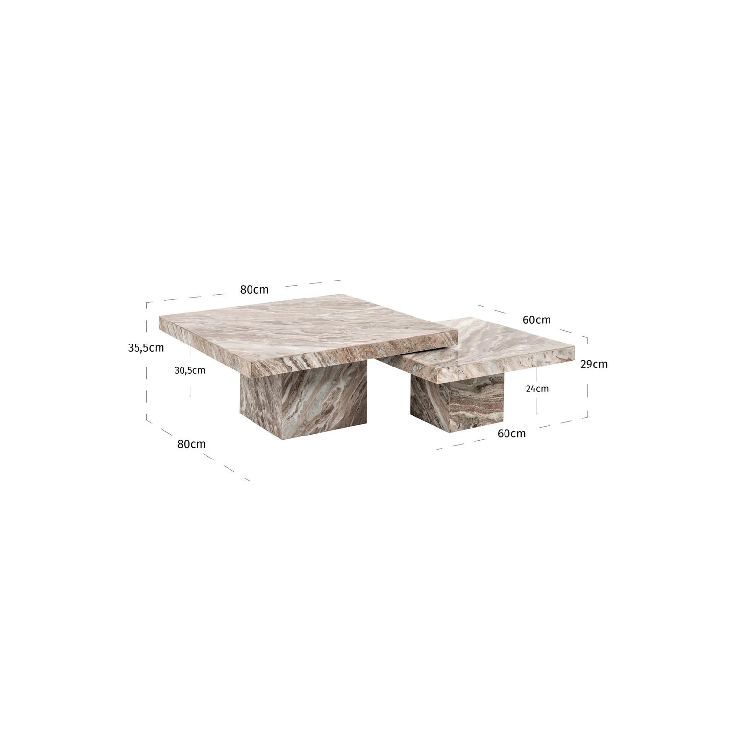 Couchtisch Rashford aus Toronto-Marmor in Blush beige 2er-Set von Richmond Interiors – Produktbild 6