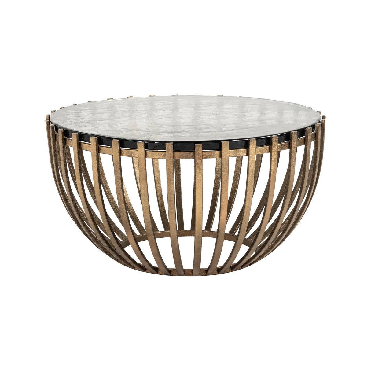 Couchtisch Volante mit Glas in gold, 84x84x43 cm von Richmond Interiors – Produktbild 1
