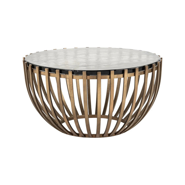 Couchtisch Volante mit Glas in gold, 84x84x43 cm von Richmond Interiors – Produktbild 1