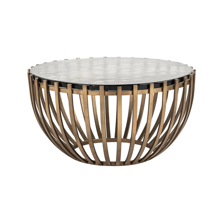 Couchtisch Volante mit Glas in gold, 84x84x43 cm von Richmond Interiors – Produktbild 1