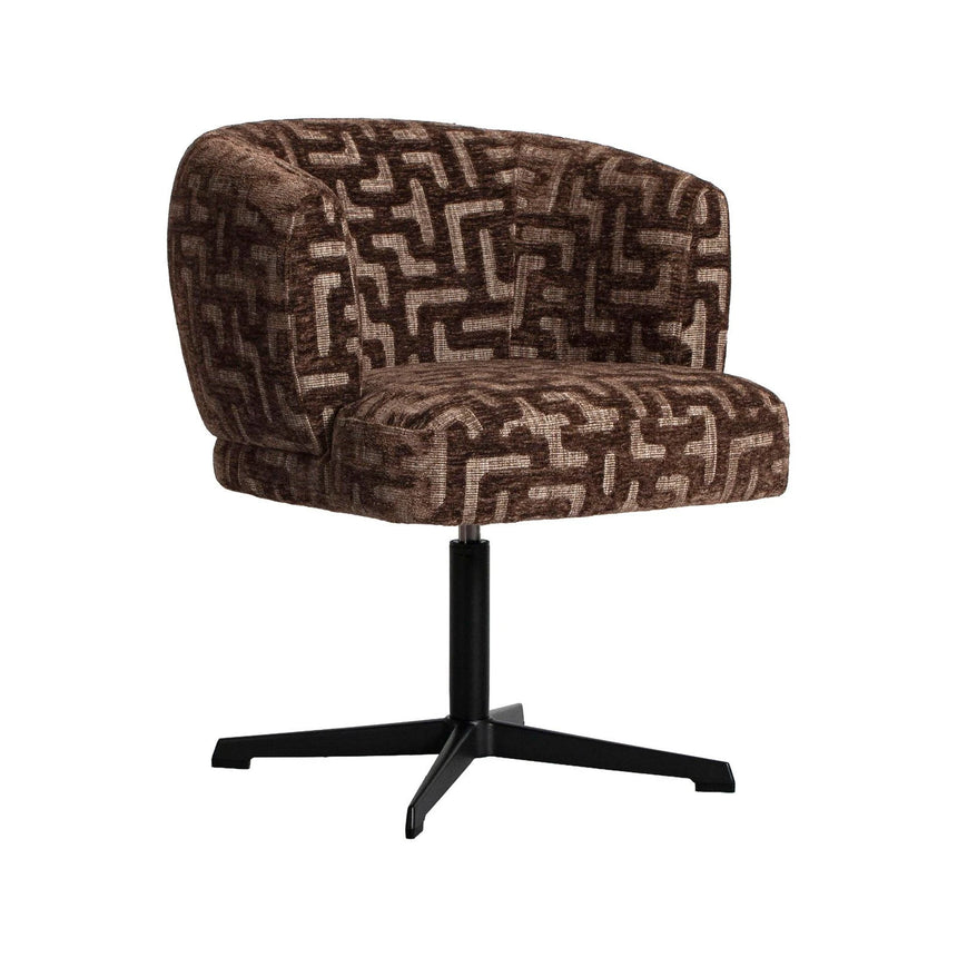Drehbarer Essstuhl Dinan mit flammhemmendem Bezug in brown labyrinth, 65x68x80 cm von Richmond Interiors – Bild 3