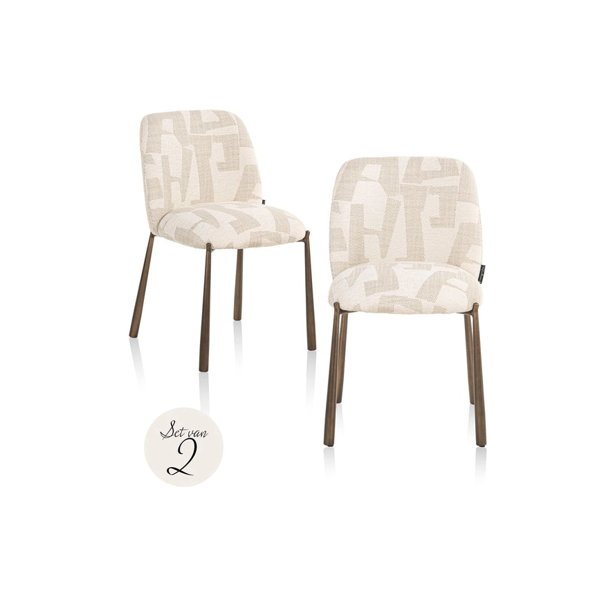 Essstuhl Lana in beige graffic als 2er-Set von Richmond Interiors – Bild 1