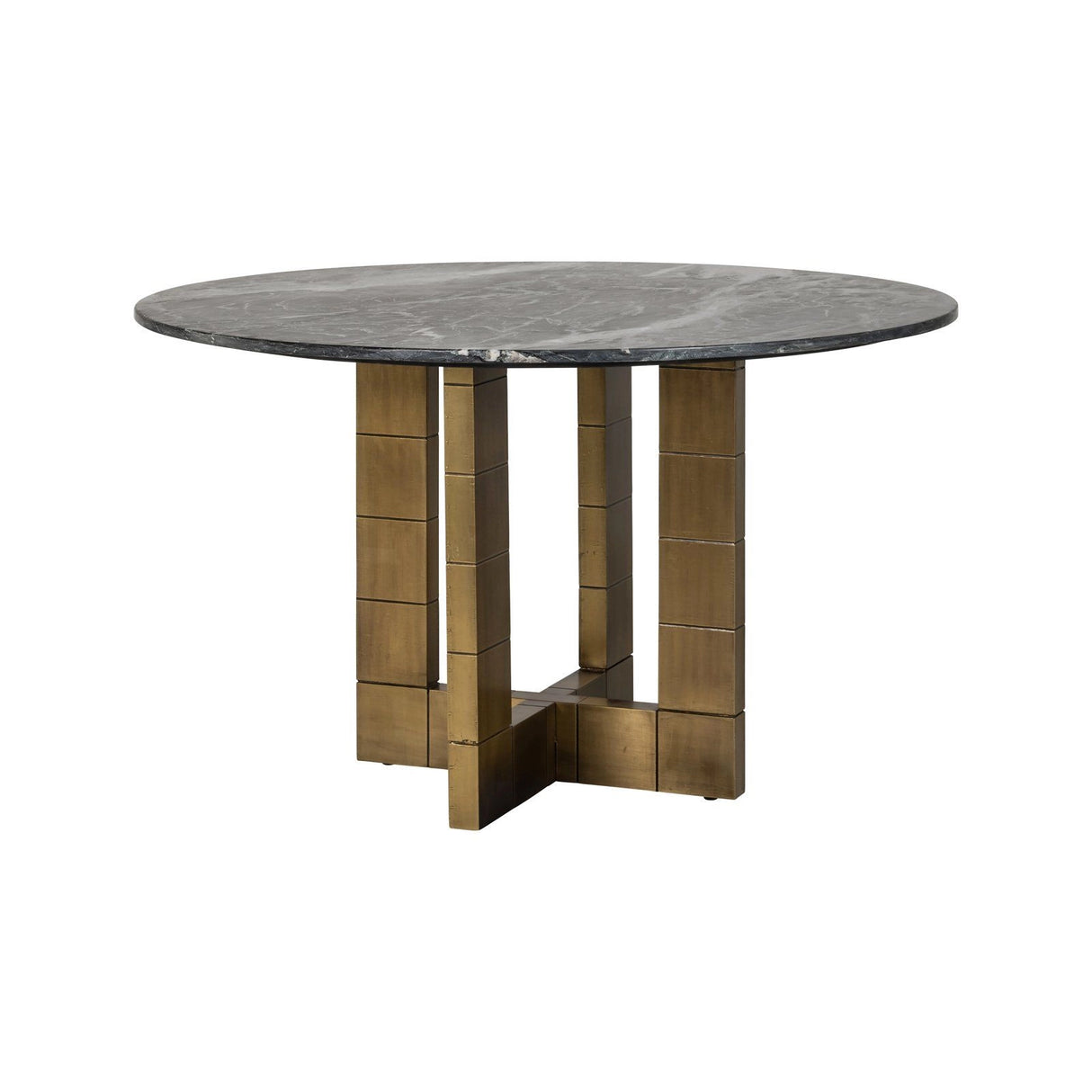 Esstisch Collada aus Marmor in schwarz/gold, 130x130x76 cm von Richmond Interiors – Produktbild 1