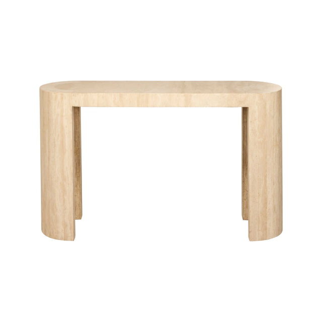 Konsolentisch Alexander Jones (Biltmore) aus Eisen und Travertin in beige, 140x40x77 cm von Richmond Interiors – Bild 3