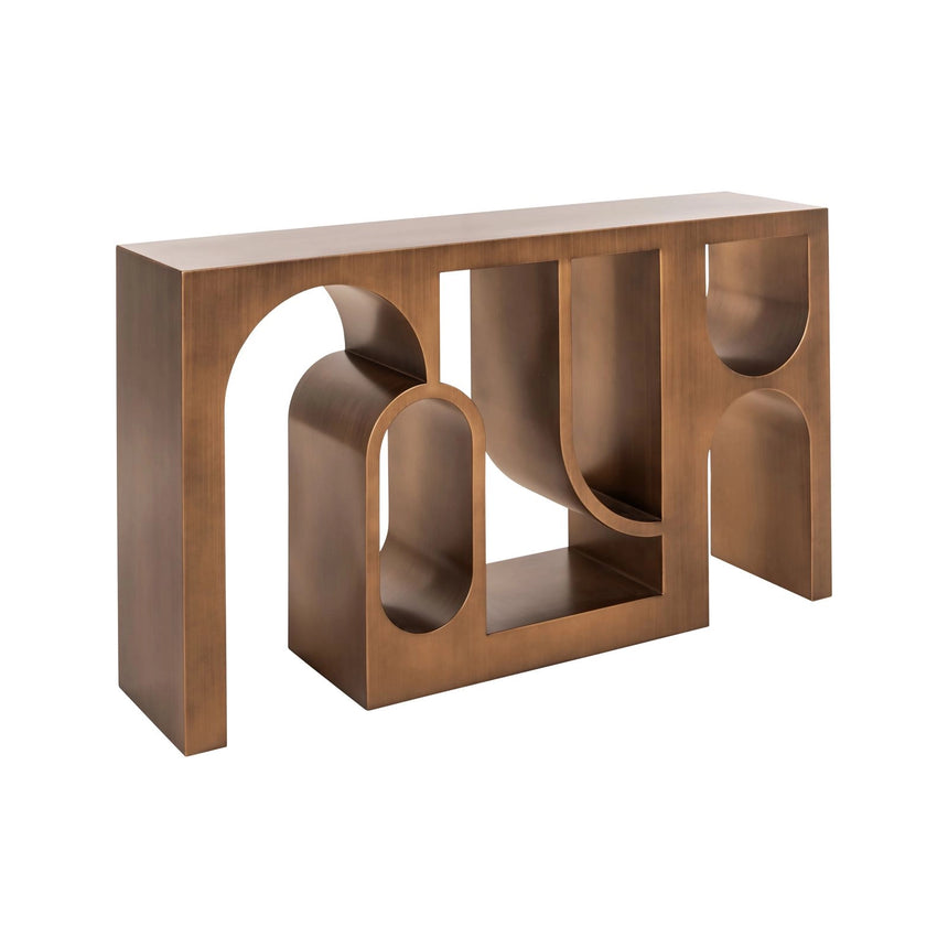 Konsolentisch Alexander Jones aus Eisen in brushed gold (Lugano), 150x36x86 cm von Richmond Interiors – Bild 1