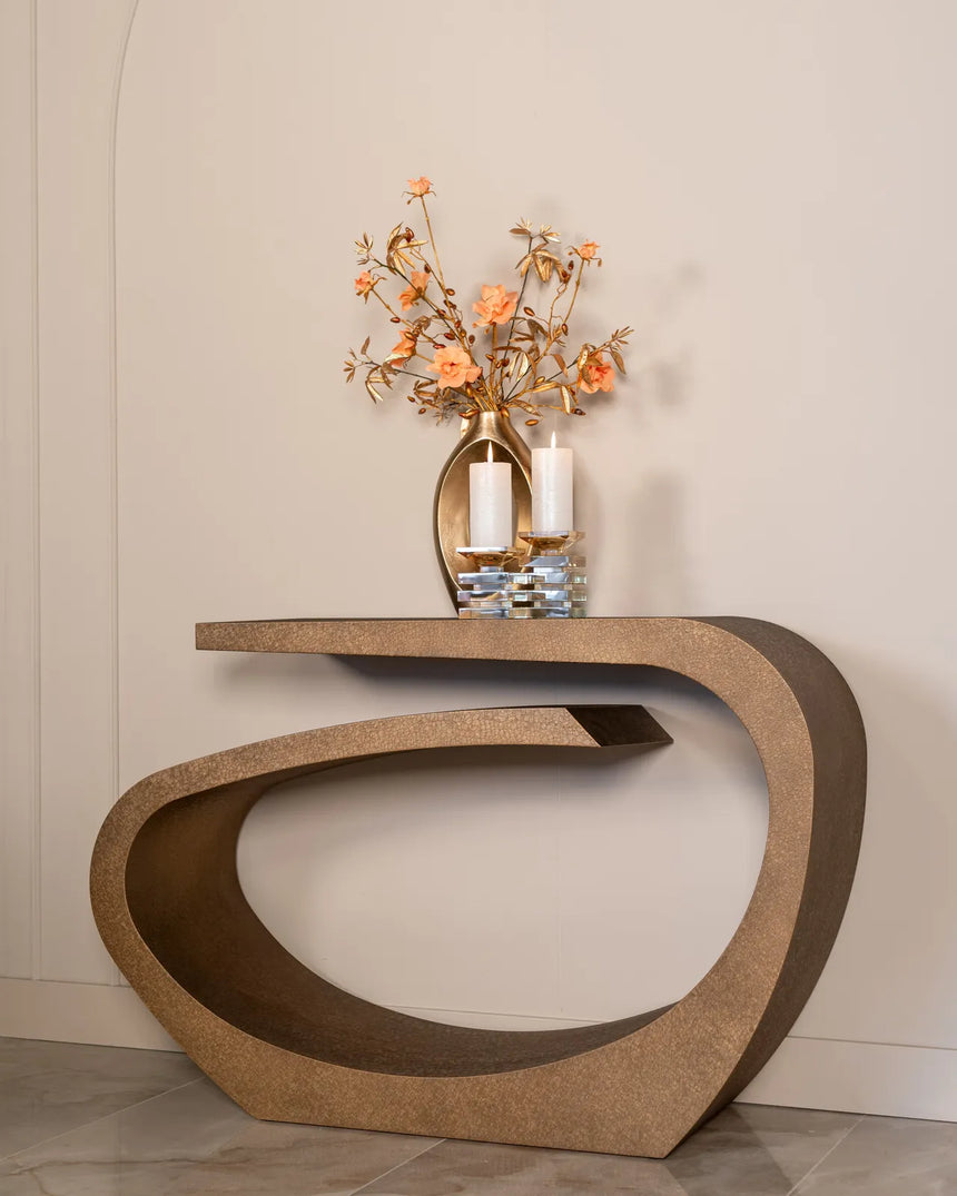 Konsolentisch Alhambra aus Eisen in brushed gold, 132x40x85 cm von Richmond Interiors – Bild 2