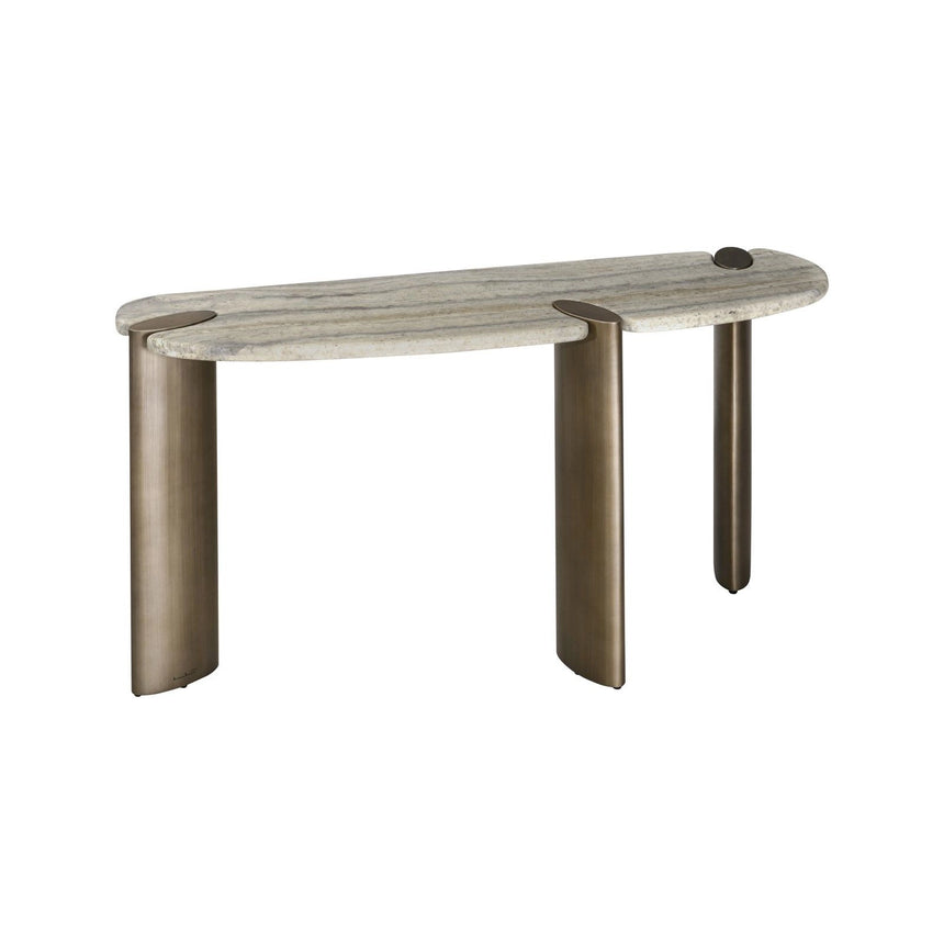 Konsolentisch Arcadia aus Eisen und Travertin in grau, 140x45x76 cm von Richmond Interiors – Bild 2