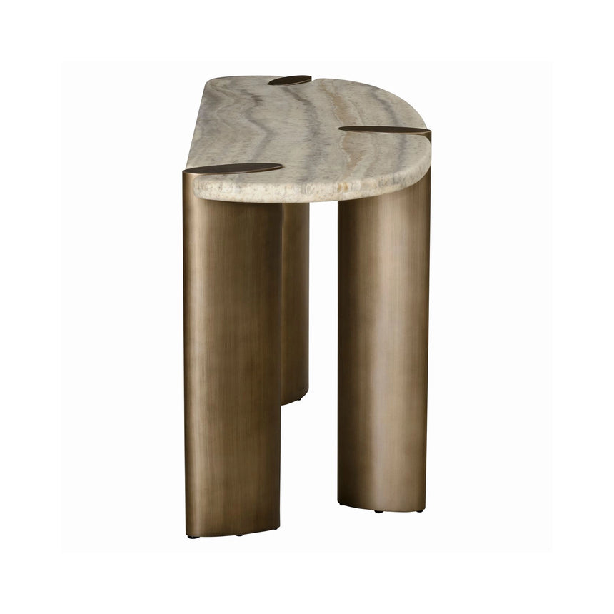 Konsolentisch Arcadia aus Eisen und Travertin in grau, 140x45x76 cm von Richmond Interiors – Bild 5