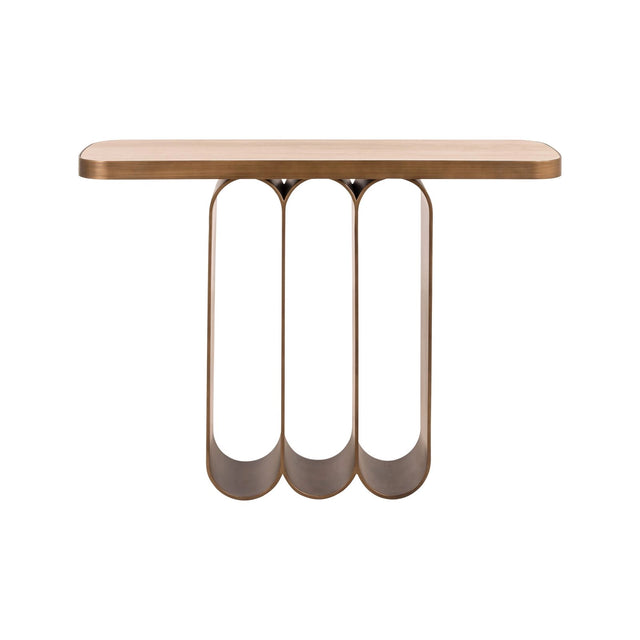 Konsolentisch Locarno aus Eisen und glasierter Keramik in brushed gold, 120x31x84 cm von Richmond Interiors – Bild 2