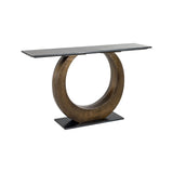 Konsolentisch Luna aus Aluminium und Black-Marine-Marmor in gold, 140x35x78 cm von Richmond Interiors – Bild 1