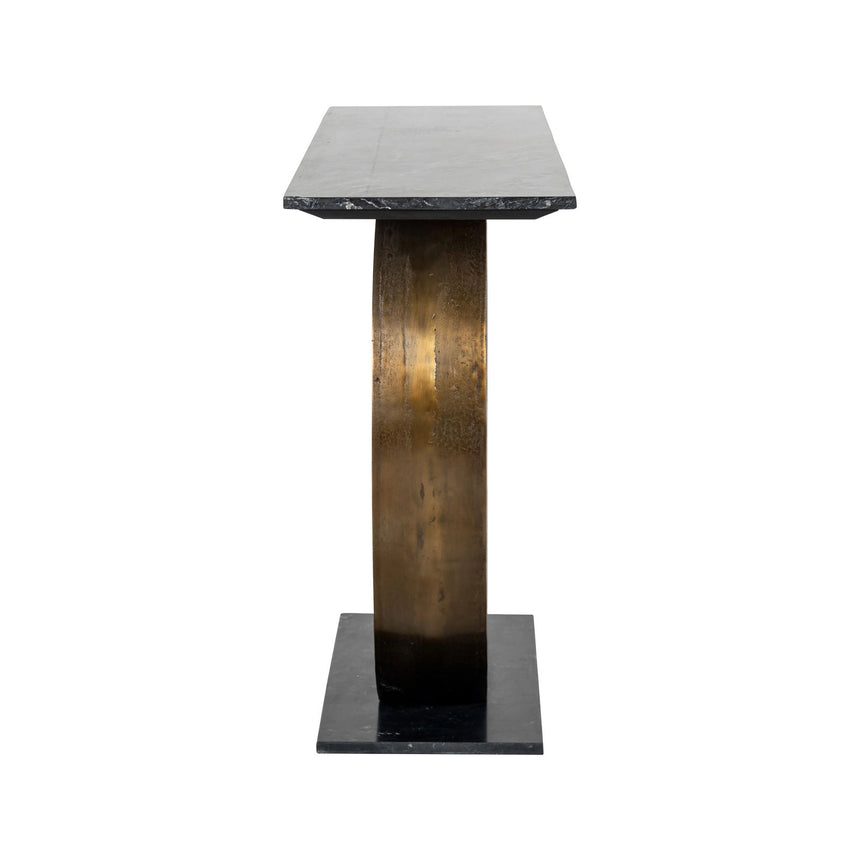 Konsolentisch Luna aus Aluminium und Black-Marine-Marmor in gold, 140x35x78 cm von Richmond Interiors – Bild 2