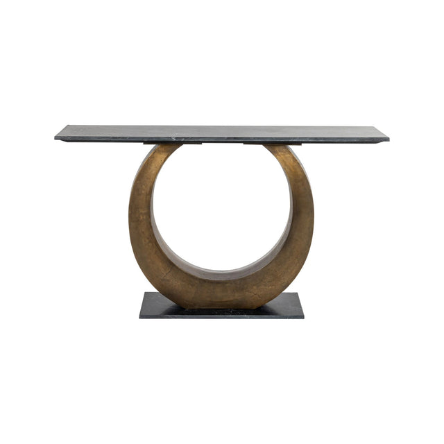 Konsolentisch Luna aus Aluminium und Black-Marine-Marmor in gold, 140x35x78 cm von Richmond Interiors – Bild 3