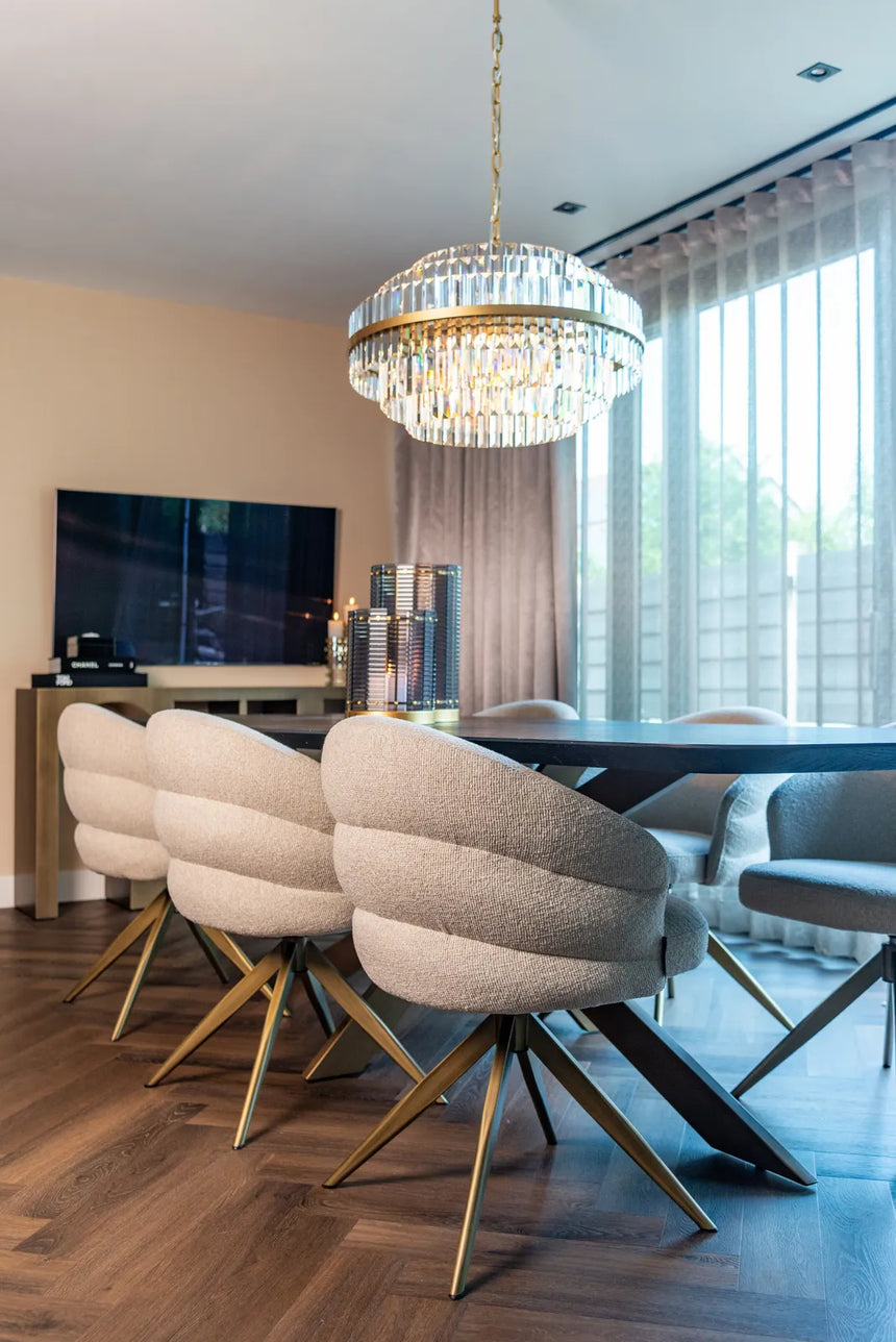 Kronleuchter Desire in brushed gold aus Eisen und Kristall, 65x65x38 cm von Richmond Interiors – Produktbild 5
