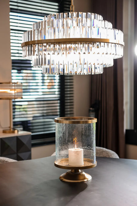 Kronleuchter Desire in brushed gold aus Eisen und Kristall, 80x80x40 cm von Richmond Interiors – Produktbild 4