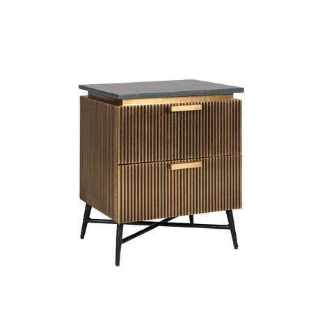 Nachttisch Ironville mit Black-Marine-Marmor in gold, 51x41x58 cm von Richmond Interiors – Bild 1