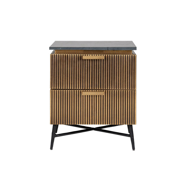 Nachttisch Ironville mit Black-Marine-Marmor in gold, 51x41x58 cm von Richmond Interiors – Bild 4