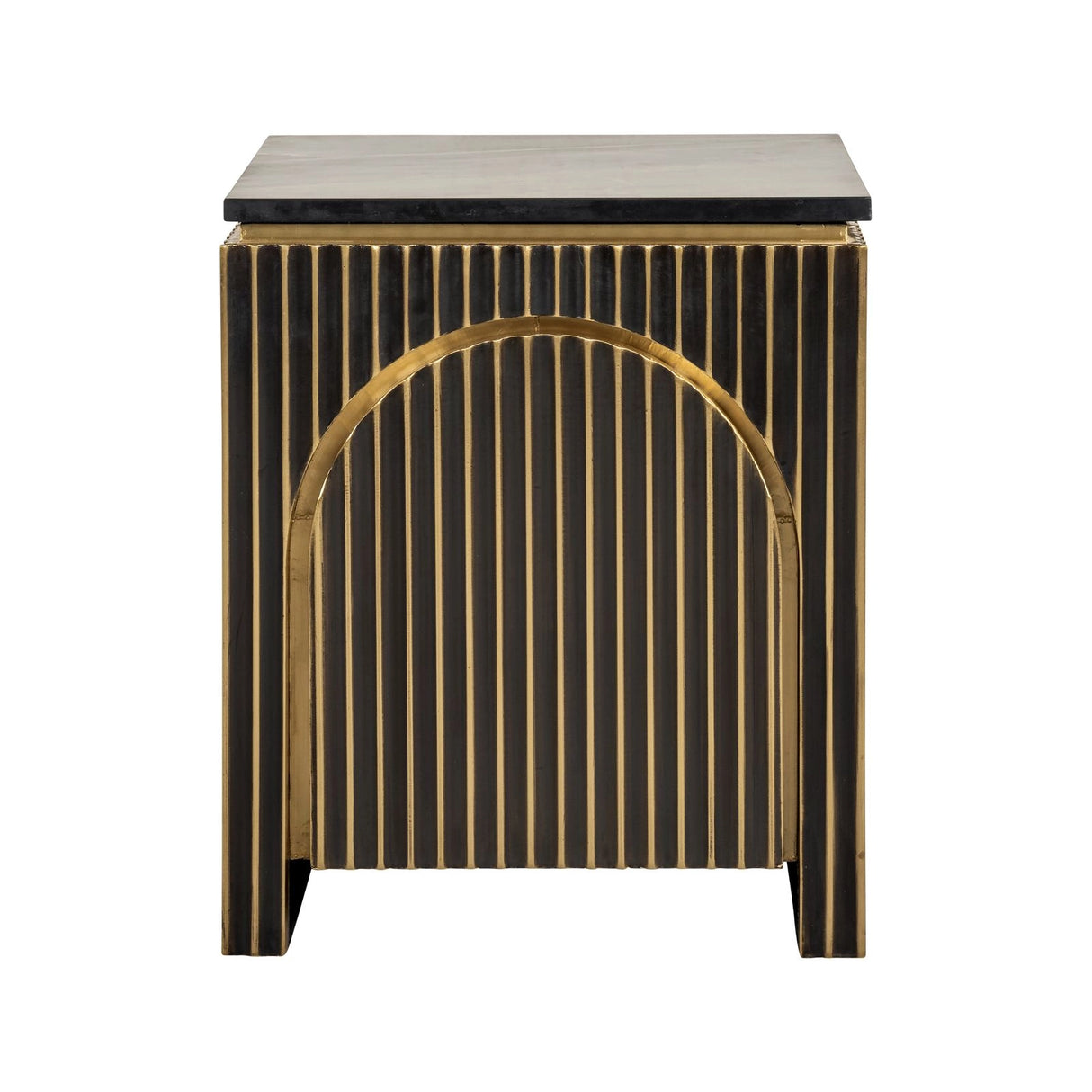 Nachttisch Les Arcs aus Marine-Marmor und Messing in brushed gold, 50x43x60 cm von Richmond Interiors – Bild 1