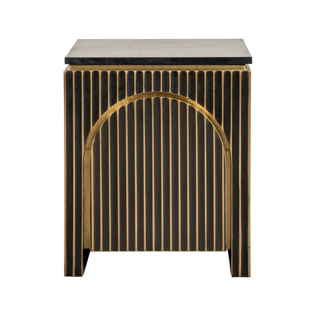 Nachttisch Les Arcs aus Marine-Marmor und Messing in brushed gold, 50x43x60 cm von Richmond Interiors – Bild 1