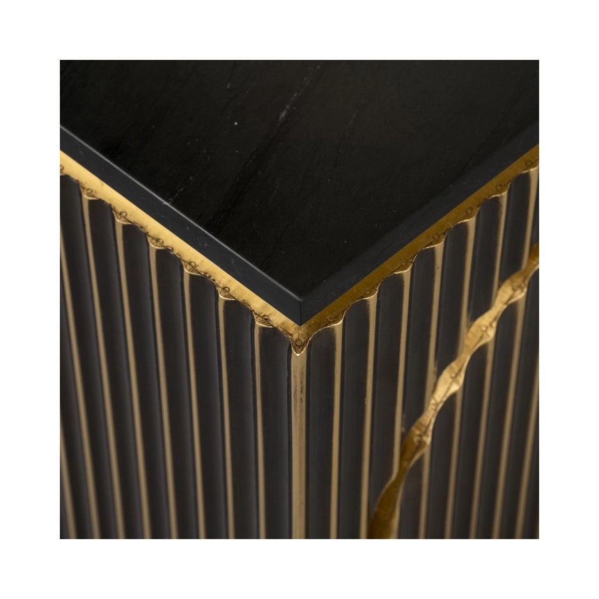 Nachttisch Les Arcs aus Marine-Marmor und Messing in brushed gold, 50x43x60 cm von Richmond Interiors – Bild 7