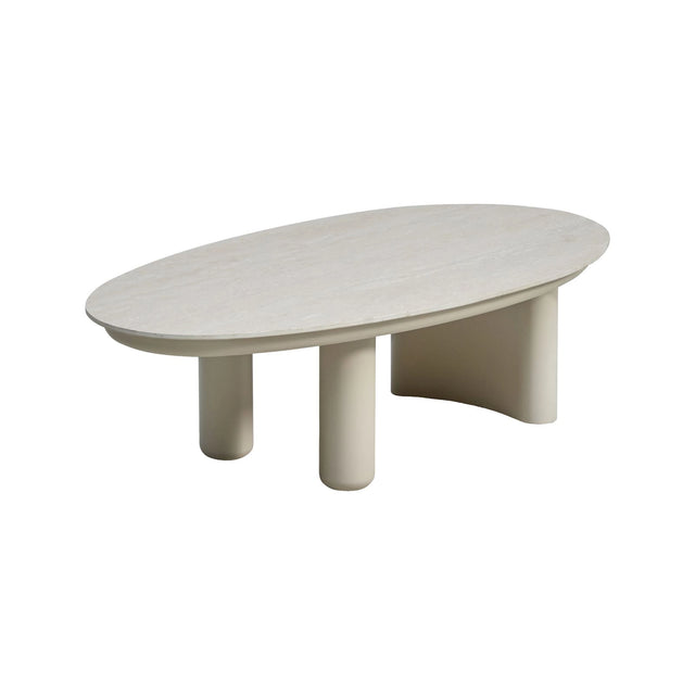 Outdoor-Couchtisch Vendome aus Aluminium und gesintertem Stein in beige, 113x59x32 cm von Richmond Interiors – Bild 1
