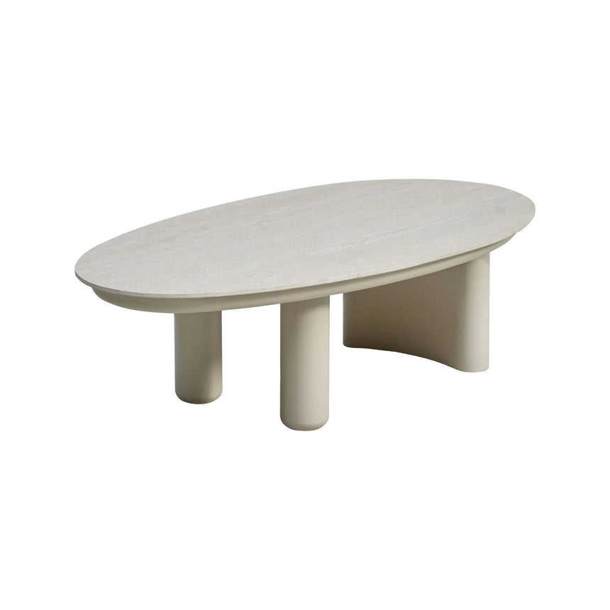 Outdoor-Couchtisch Vendome aus Aluminium und gesintertem Stein in beige, 113x59x32 cm von Richmond Interiors – Bild 1