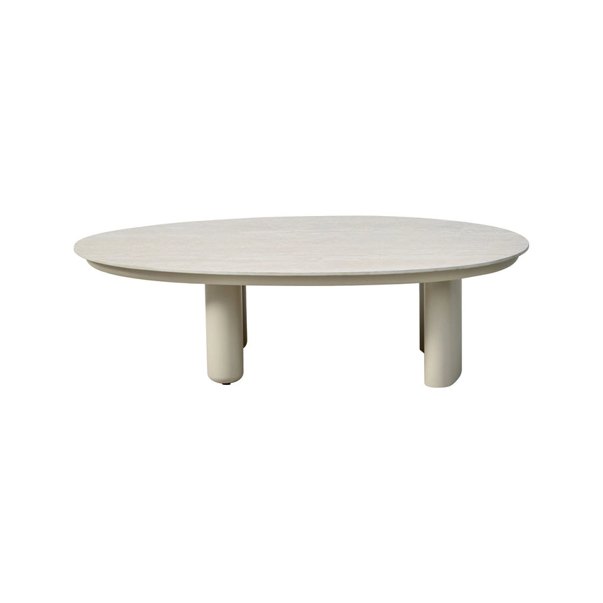 Outdoor-Couchtisch Vendome aus Aluminium und gesintertem Stein in beige, 113x59x32 cm von Richmond Interiors – Bild 2