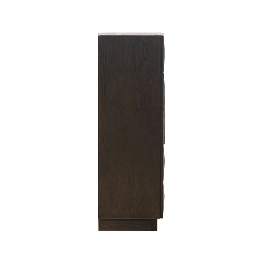 Schrank Claremont mit Eichenfurnier und Travertin in braun, 95x46x139 cm von Richmond Interiors – Bild 2