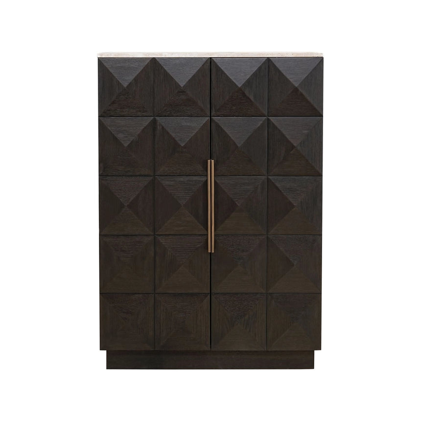 Schrank Claremont mit Eichenfurnier und Travertin in braun, 95x46x139 cm von Richmond Interiors – Bild 4