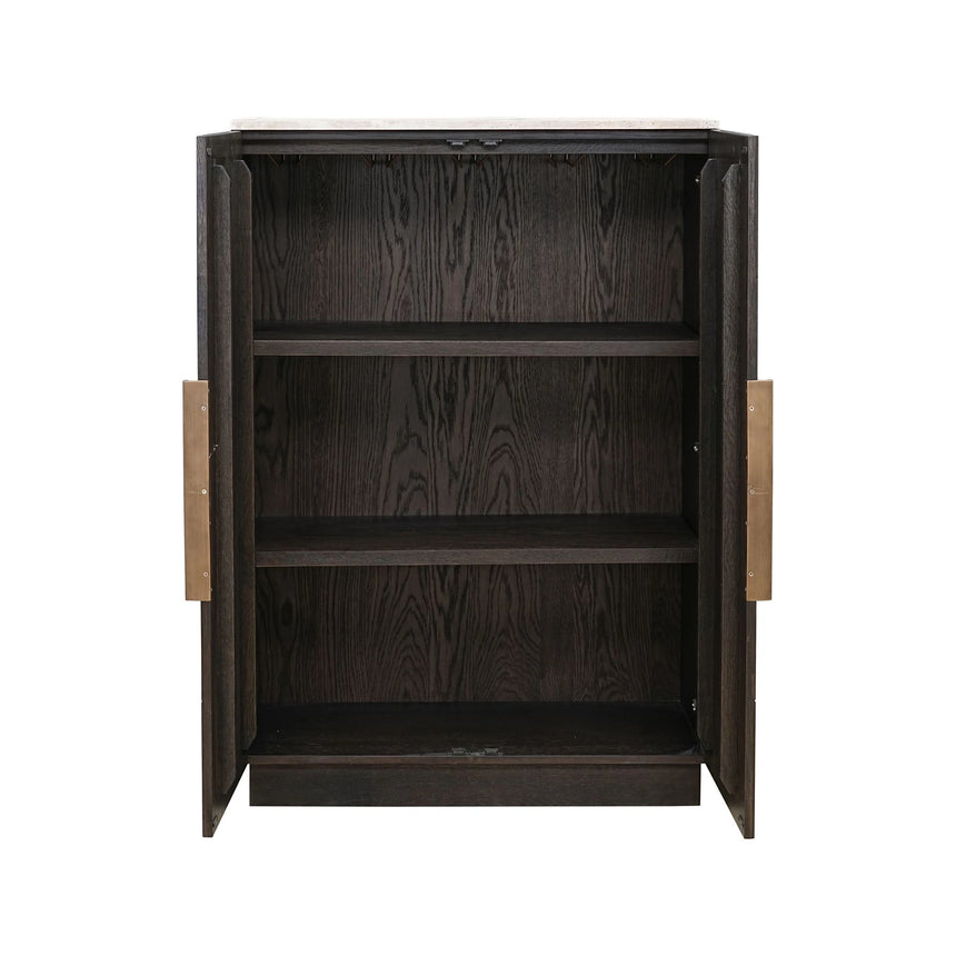 Schrank Claremont mit Eichenfurnier und Travertin in braun, 95x46x139 cm von Richmond Interiors – Bild 5