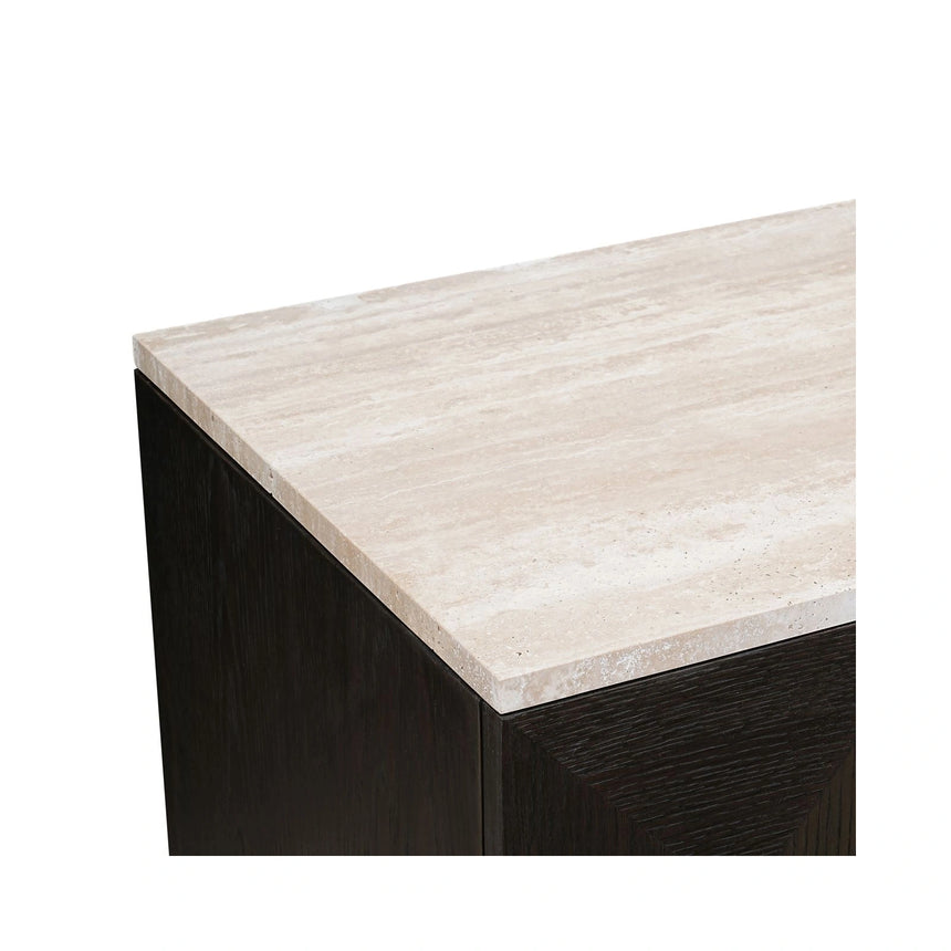 Schrank Claremont mit Eichenfurnier und Travertin in braun, 95x46x139 cm von Richmond Interiors – Bild 7