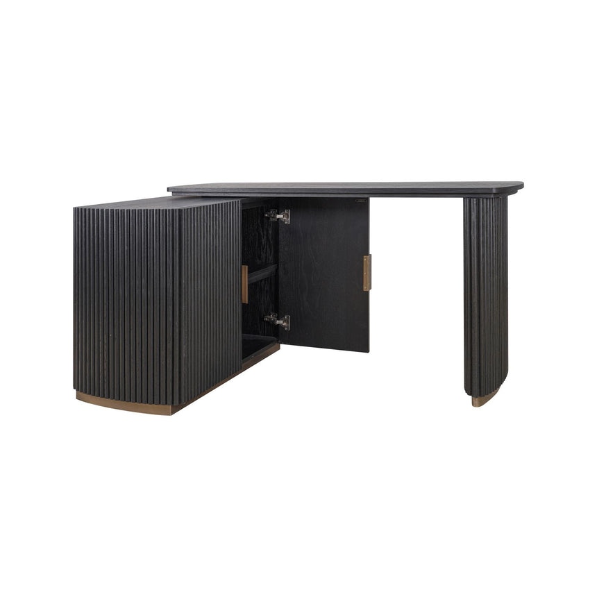 Schreibtisch Cambon mit Eichenholz und Eichenfurnier in dark coffee, 134x45x77 cm von Richmond Interiors – Bild 10