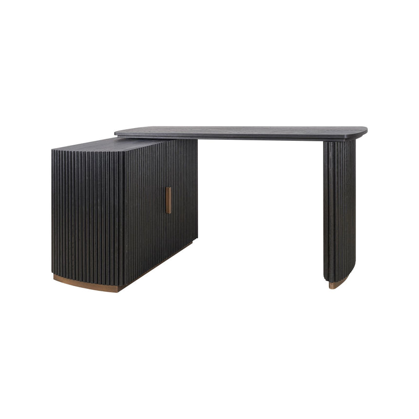 Schreibtisch Cambon mit Eichenholz und Eichenfurnier in dark coffee, 134x45x77 cm von Richmond Interiors – Bild 5