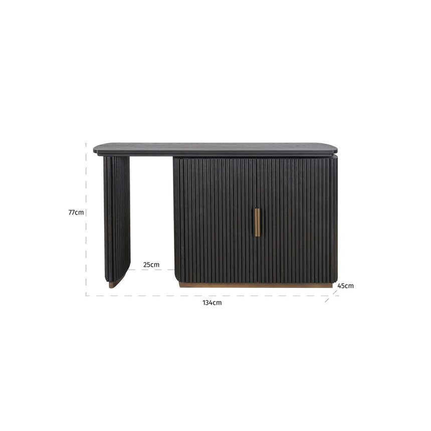 Schreibtisch Cambon mit Eichenholz und Eichenfurnier in dark coffee, 134x45x77 cm von Richmond Interiors – Bild 6