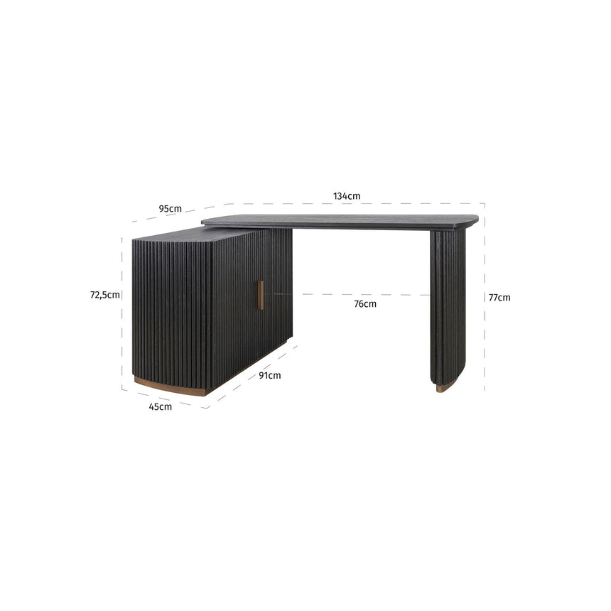 Schreibtisch Cambon mit Eichenholz und Eichenfurnier in dark coffee, 134x45x77 cm von Richmond Interiors – Bild 7
