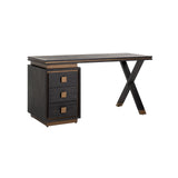 Schreibtisch Hunter aus Eichenfurnier und Metall in schwarz mit rustikaler Optik, 150x60x76 cm von Richmond Interiors – Bild 1