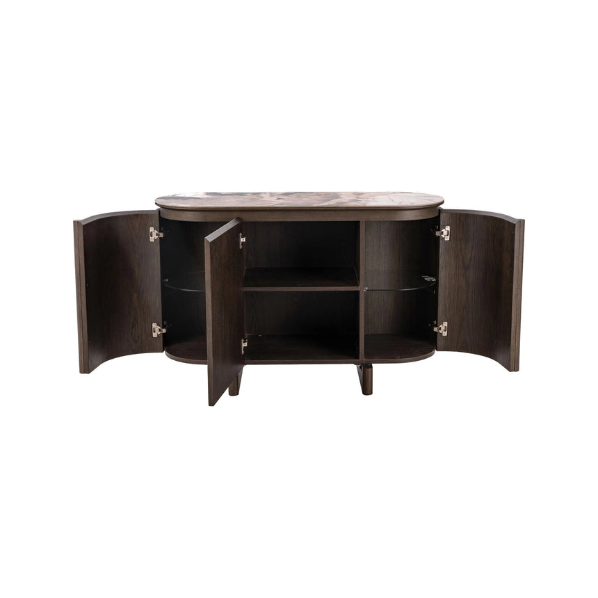 Sideboard Langford mit 3 Türen, Eichenfurnier und Keramik in braun, 120x45x77 cm von Richmond Interiors – Bild 4