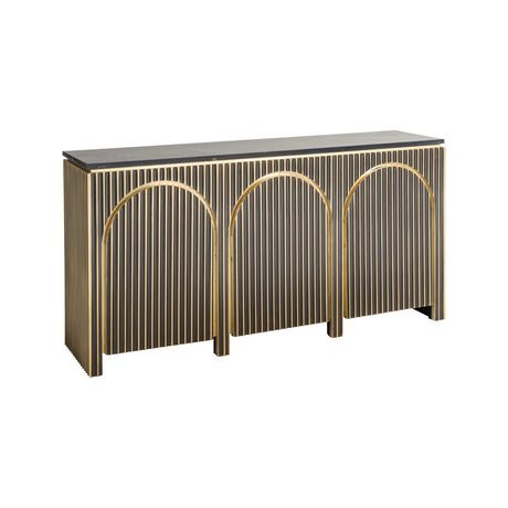 Sideboard Les Arcs aus Marmor mit Messingbeschlägen in brushed gold, 160x40x81 cm von Richmond Interiors – Produktbild 1