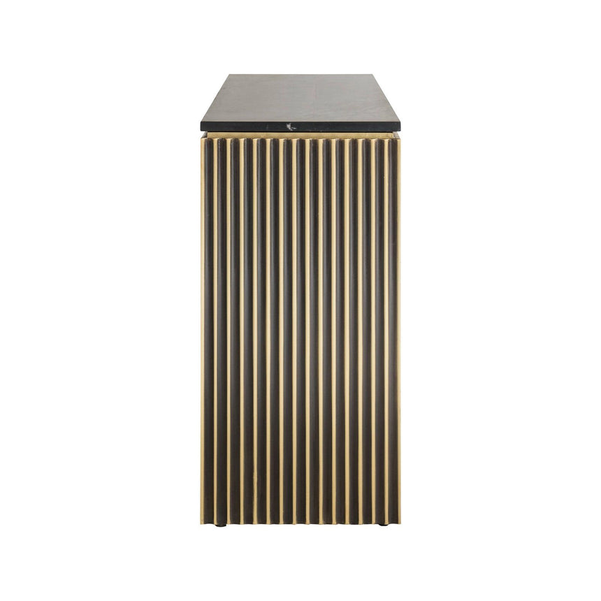 Sideboard Les Arcs aus Marmor mit Messingbeschlägen in brushed gold, 160x40x81 cm von Richmond Interiors – Produktbild 2