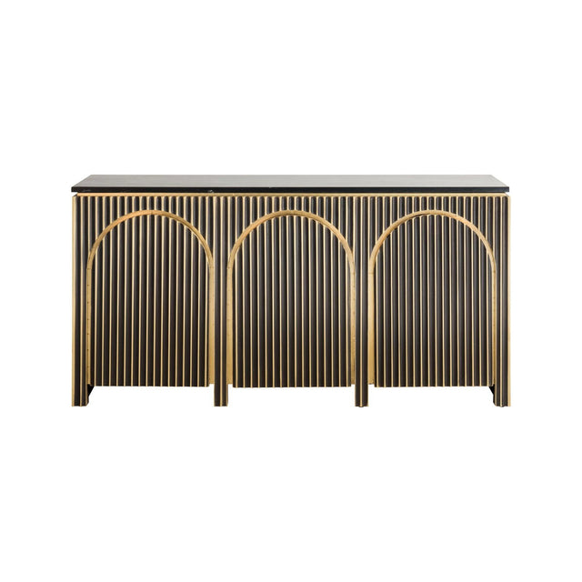Sideboard Les Arcs aus Marmor mit Messingbeschlägen in brushed gold, 160x40x81 cm von Richmond Interiors – Produktbild 3